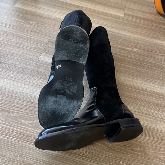 Jill Sander made in Italy leather & suede trim 8M(38) black riding boots - Picture 16 of 16